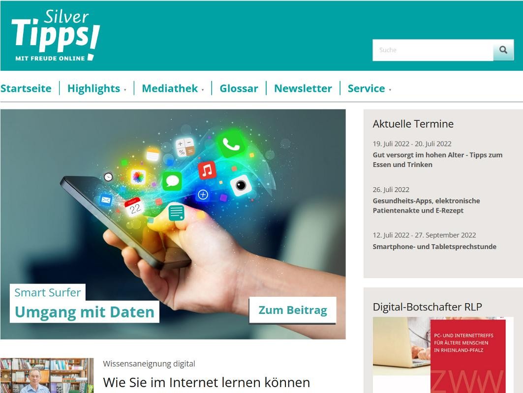 Screenshot Website Silver Tipps